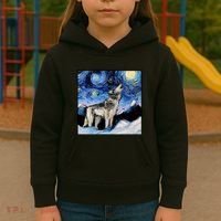 Lupine Night Wolf Painting Kids Hoodie thumb 3