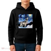Lupine Night Wolf Painting Kids Hoodie thumb 4