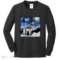 Lupine Night Wolf Painting Kids Long Sleeve Shirt thumb 0