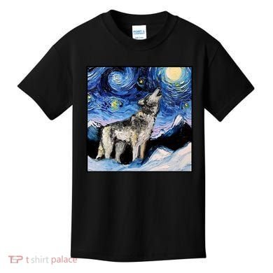 Lupine Night Wolf Painting Kids T-Shirt