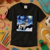 Lupine Night Wolf Painting Kids T-Shirt thumb 3