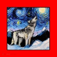 Lupine Night Wolf Painting Santa Hat thumb 1