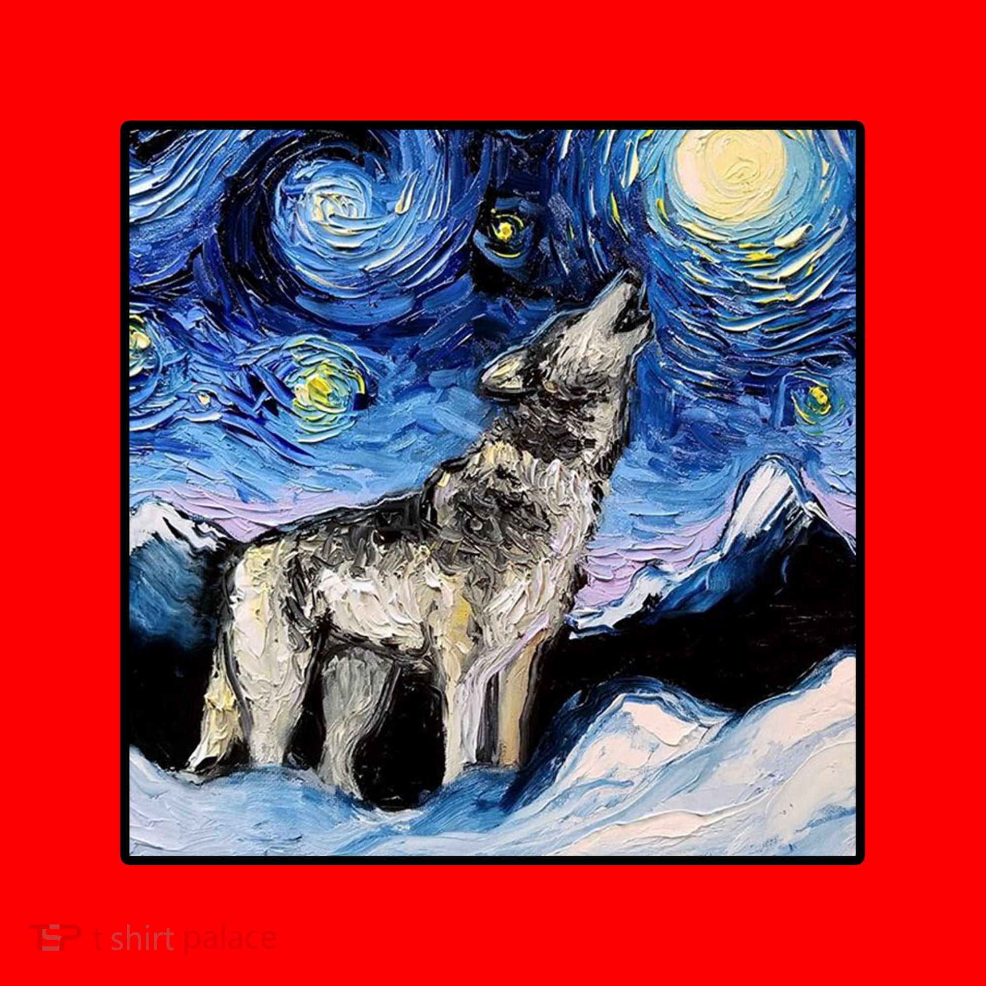 Lupine Night Wolf Painting Santa Hat
