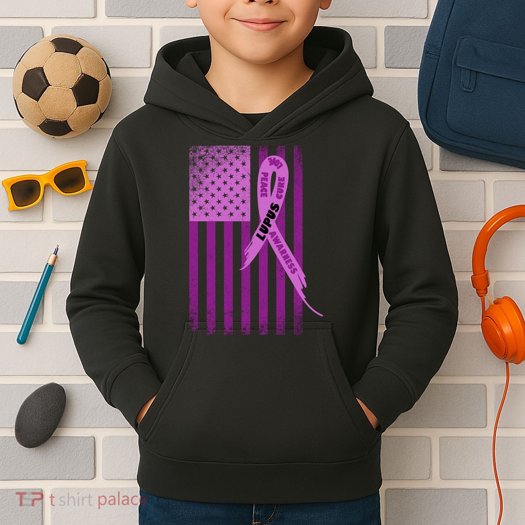 Lupus Awareness Flag Kids Hoodie