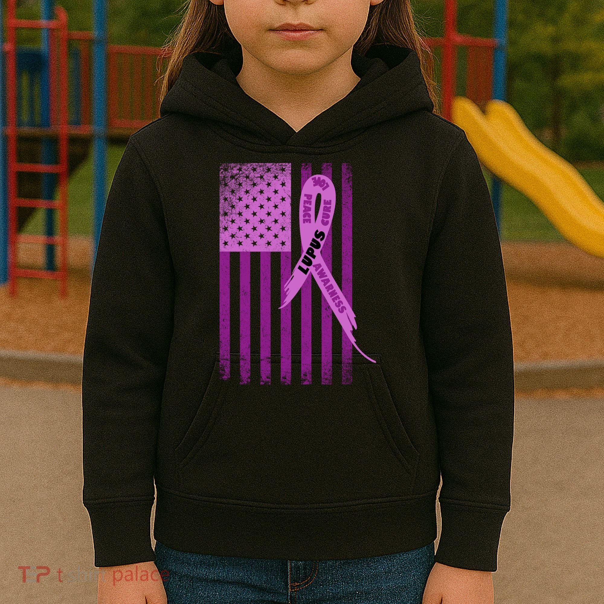 Lupus Awareness Flag Kids Hoodie