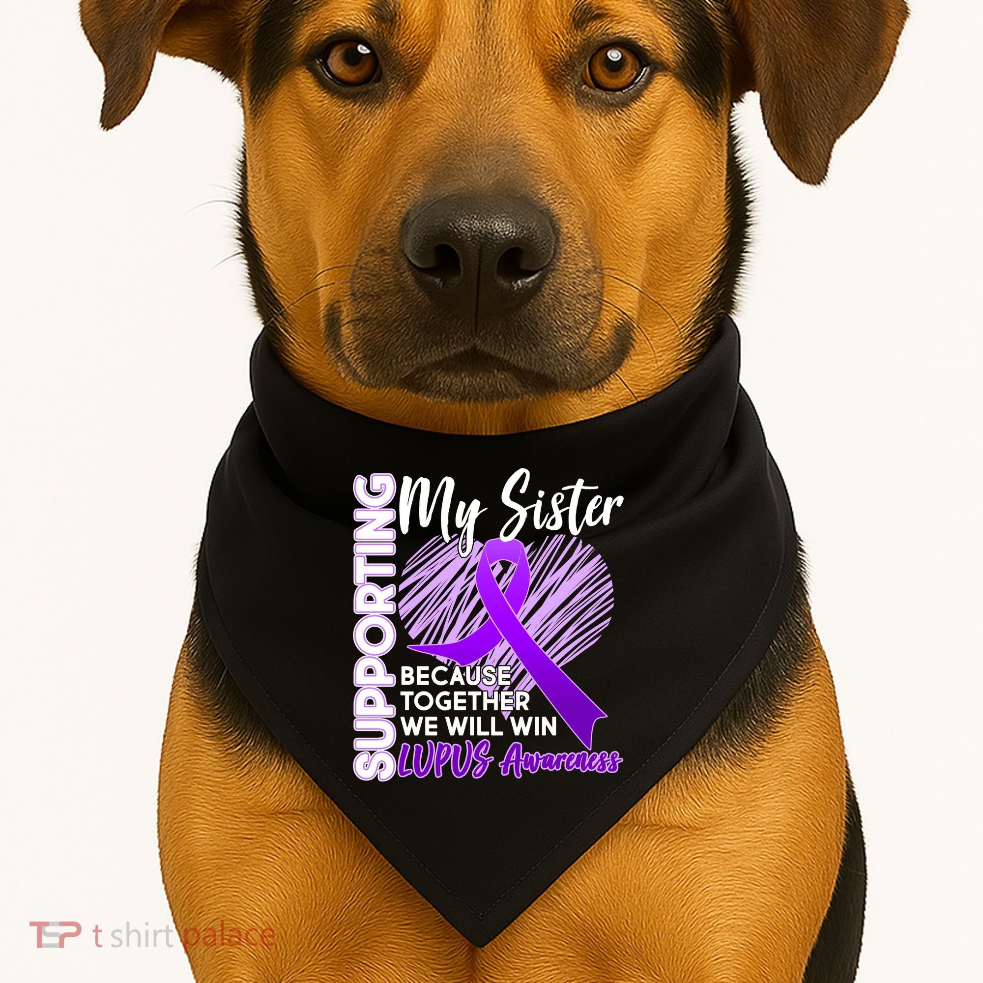 Lupus Awareness Love Support My Sister USA-Made Doggie Bandana