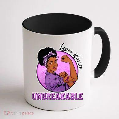 Lupus Awareness Warrior Unbreakable Coffee Mug back