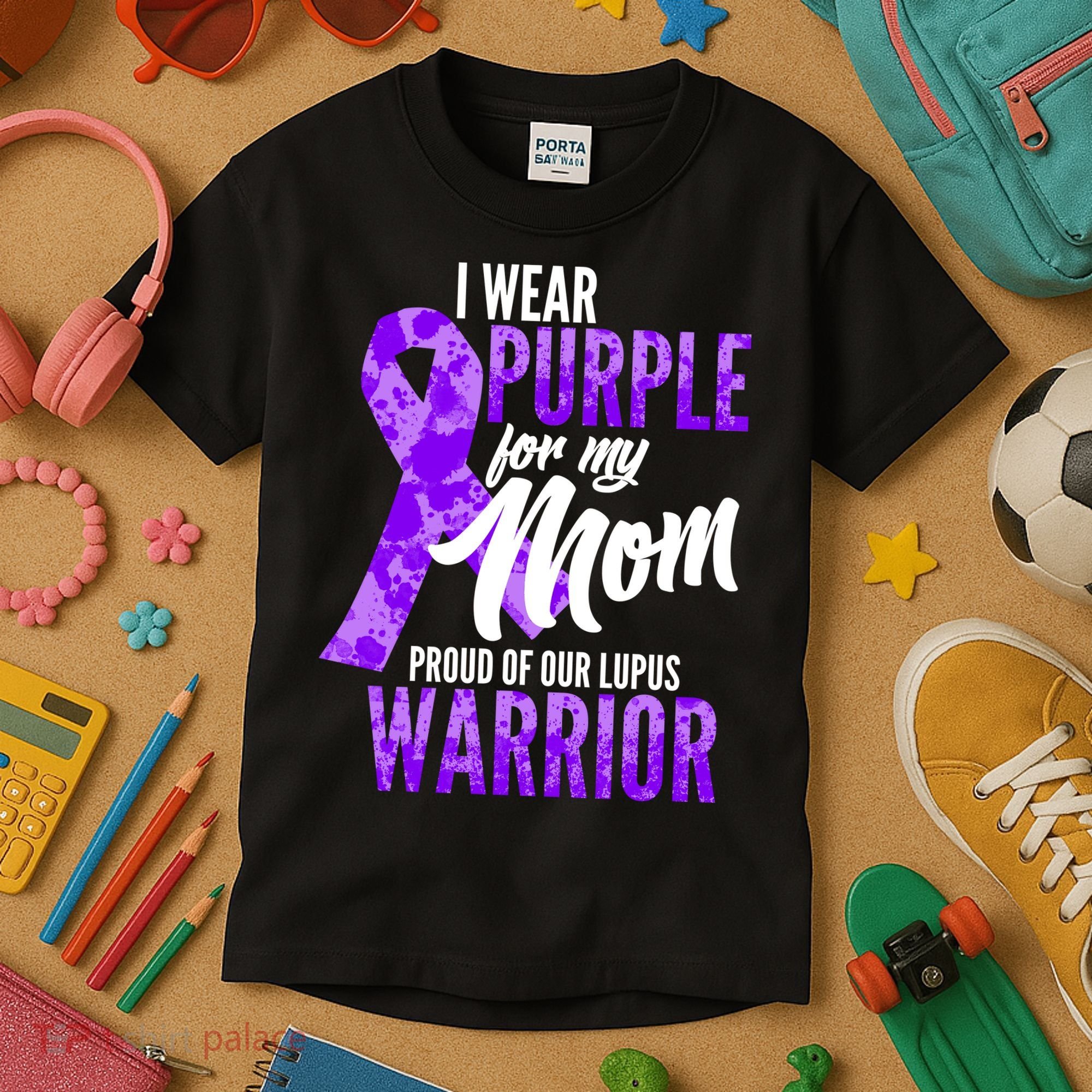 Lupus Warrior Wear Purple For My Mom Kids T-Shirt