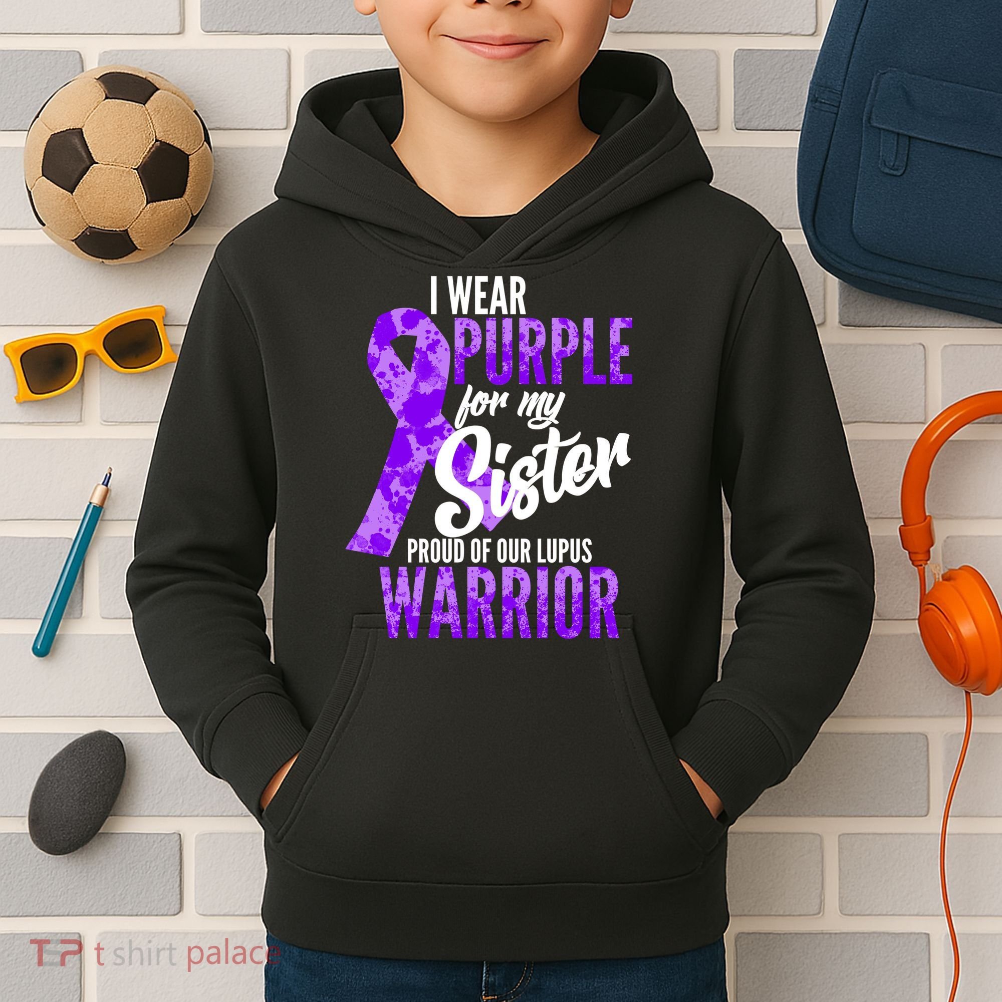 Lupus Warrior Wear Purple For My Sister Kids Hoodie