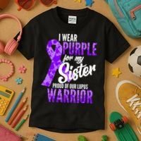 Lupus Warrior Wear Purple For My Sister Kids T-Shirt thumb 3