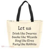Let Us Sing Like Elves Party Like Hobbits Tote Bag thumb 0
