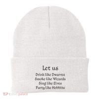 Let Us Sing Like Elves Party Like Hobbits Beanie thumb 0