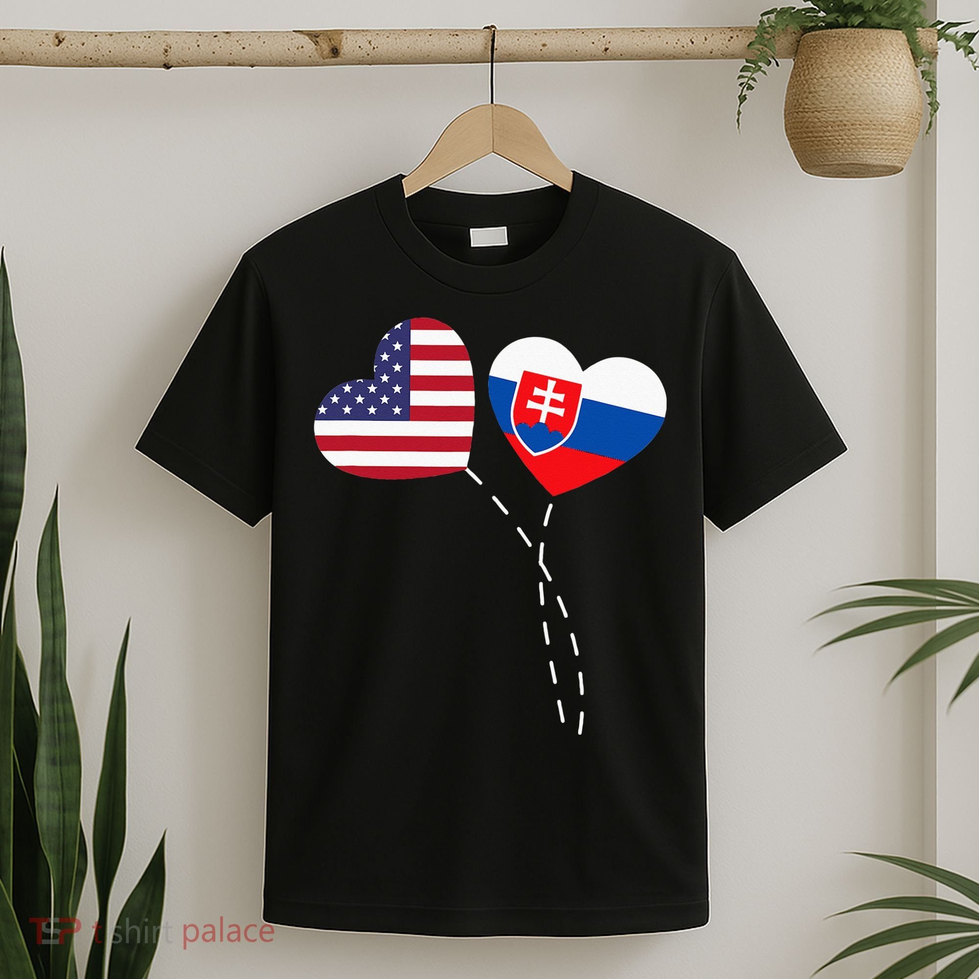 Loving USA Slovakia Flag Heart Slovakian Americans Love T-Shirt