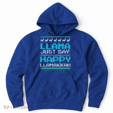 Llama Ugly Sweater Design Happy Llamakah Hannukah Gift Hoodie