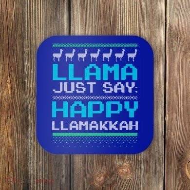 Llama Ugly Sweater Design Happy Llamakah Hannukah Gift Coaster