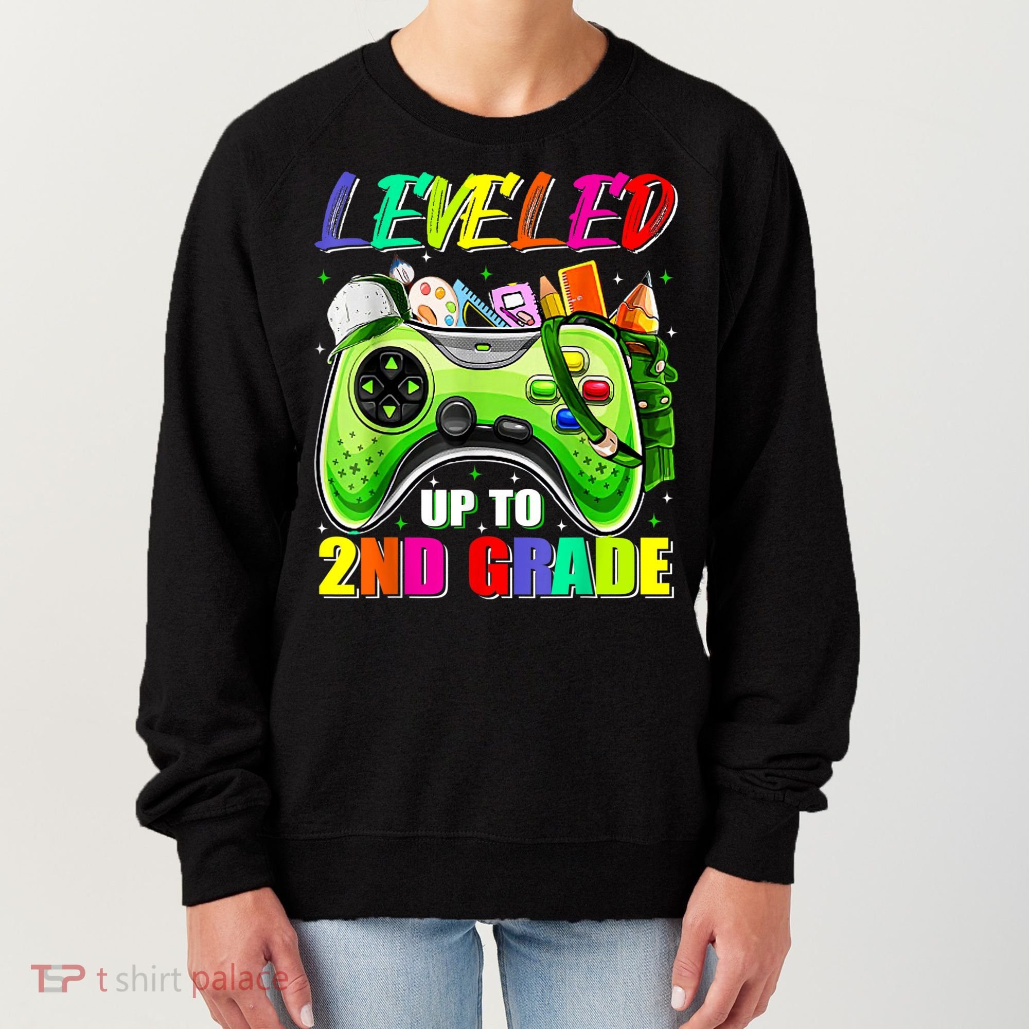 Leveled Up To 2nd Grade Gamer Back To School First Day Boys Women's Sweatshirt