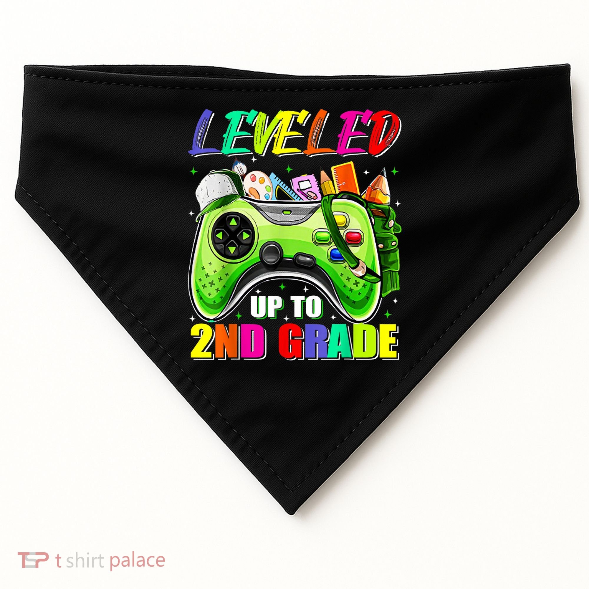 Leveled Up To 2nd Grade Gamer Back To School First Day Boys USA-Made Doggie Bandana