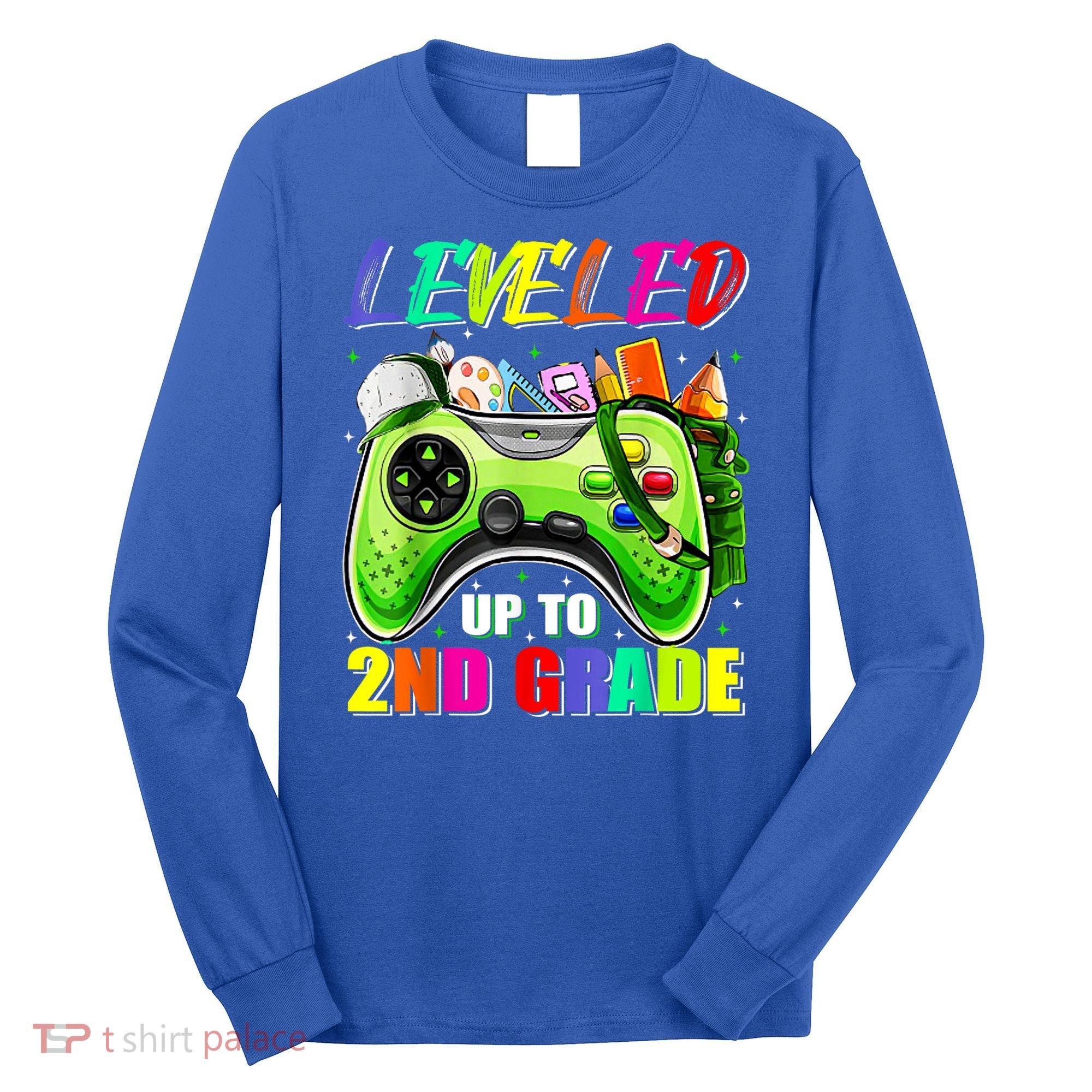 Leveled Up To 2nd Grade Gamer Back To School First Day Boys Long Sleeve Shirt