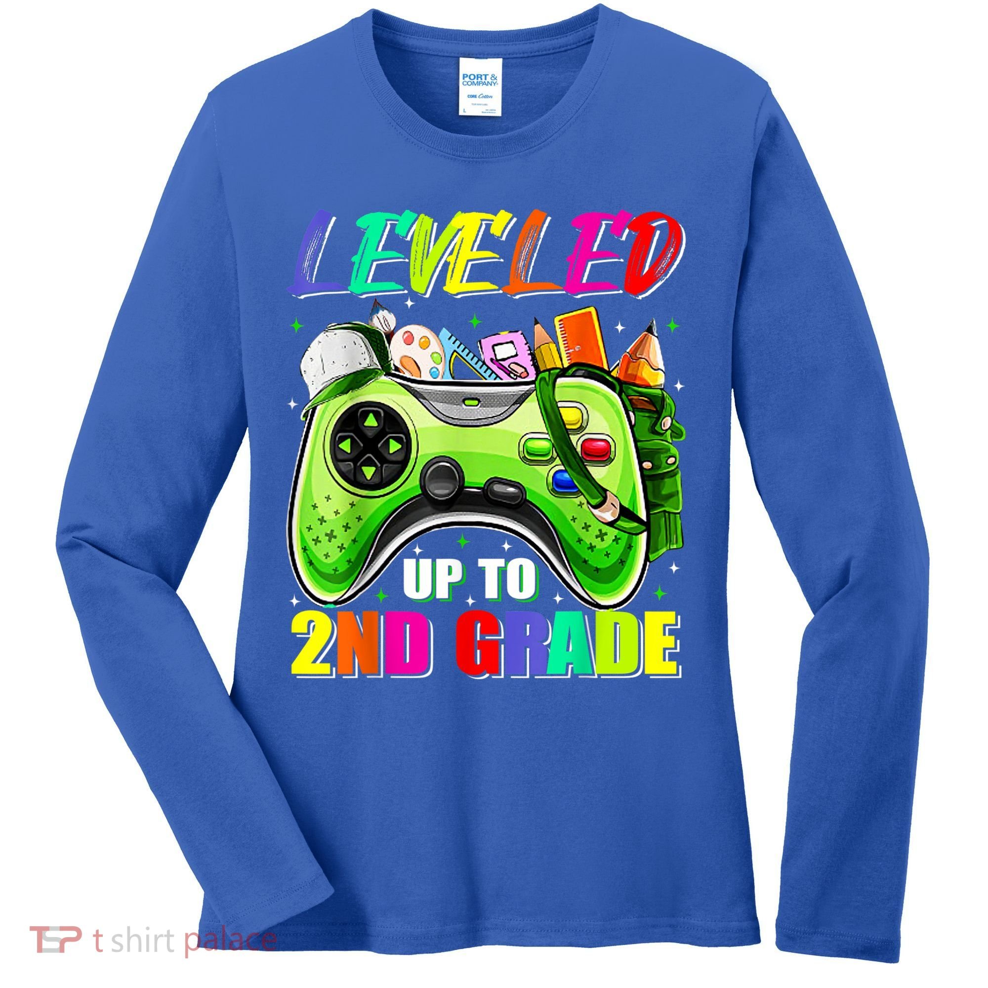 Leveled Up To 2nd Grade Gamer Back To School First Day Boys Women's Long Sleeve Shirt