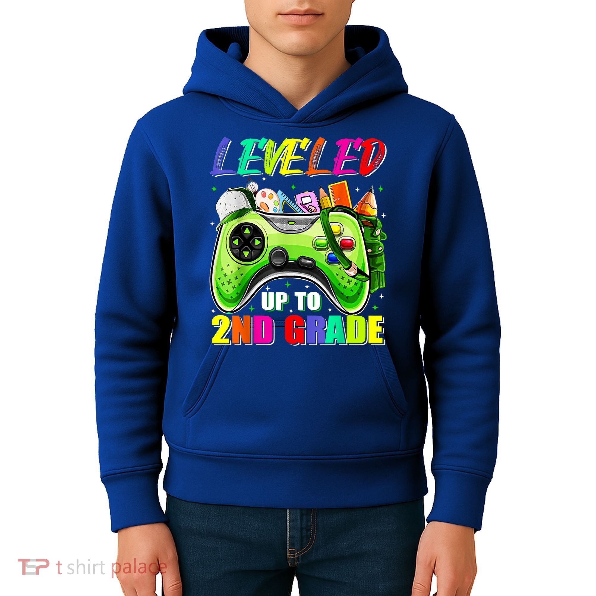Leveled Up To 2nd Grade Gamer Back To School First Day Boys Kids Hoodie