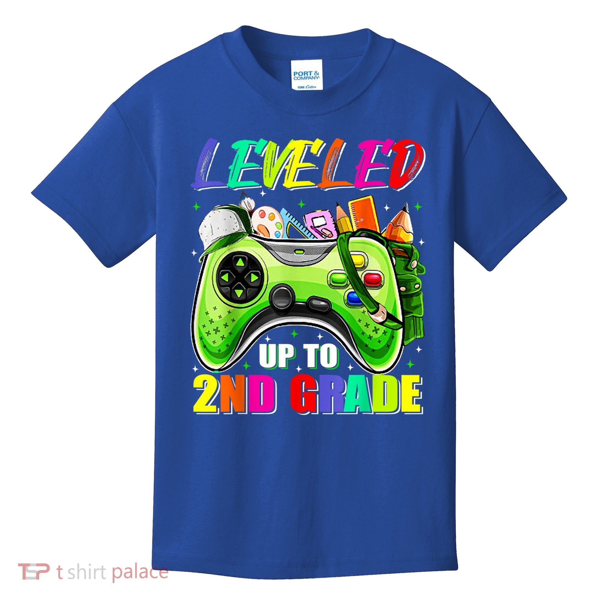Leveled Up To 2nd Grade Gamer Back To School First Day Boys Kids T-Shirt
