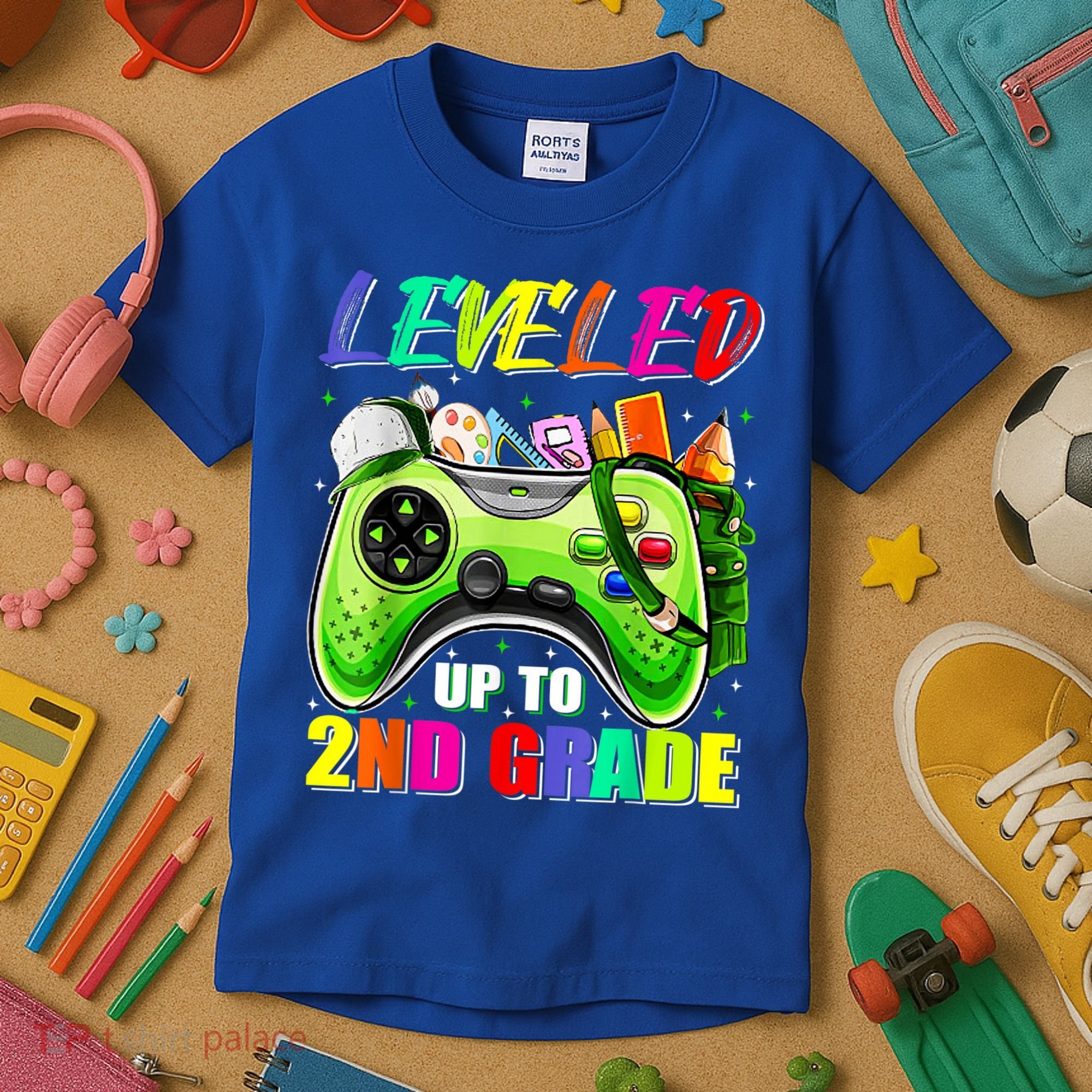 Leveled Up To 2nd Grade Gamer Back To School First Day Boys Kids T-Shirt