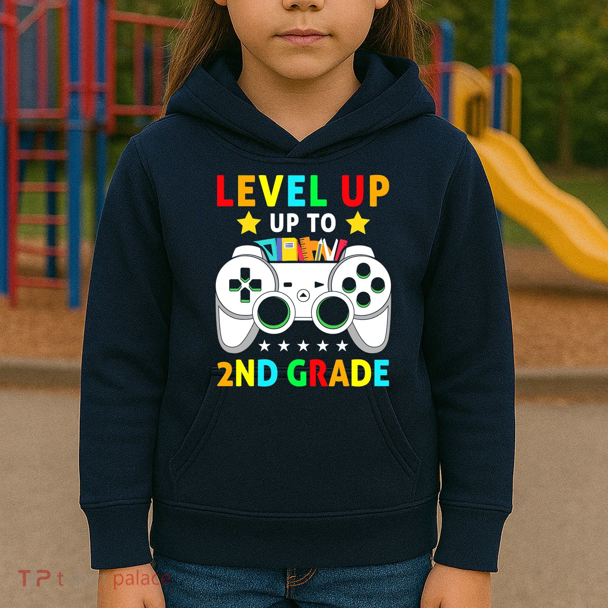 Level Up To 2nd Grade Team Second Grade Kids Hoodie
