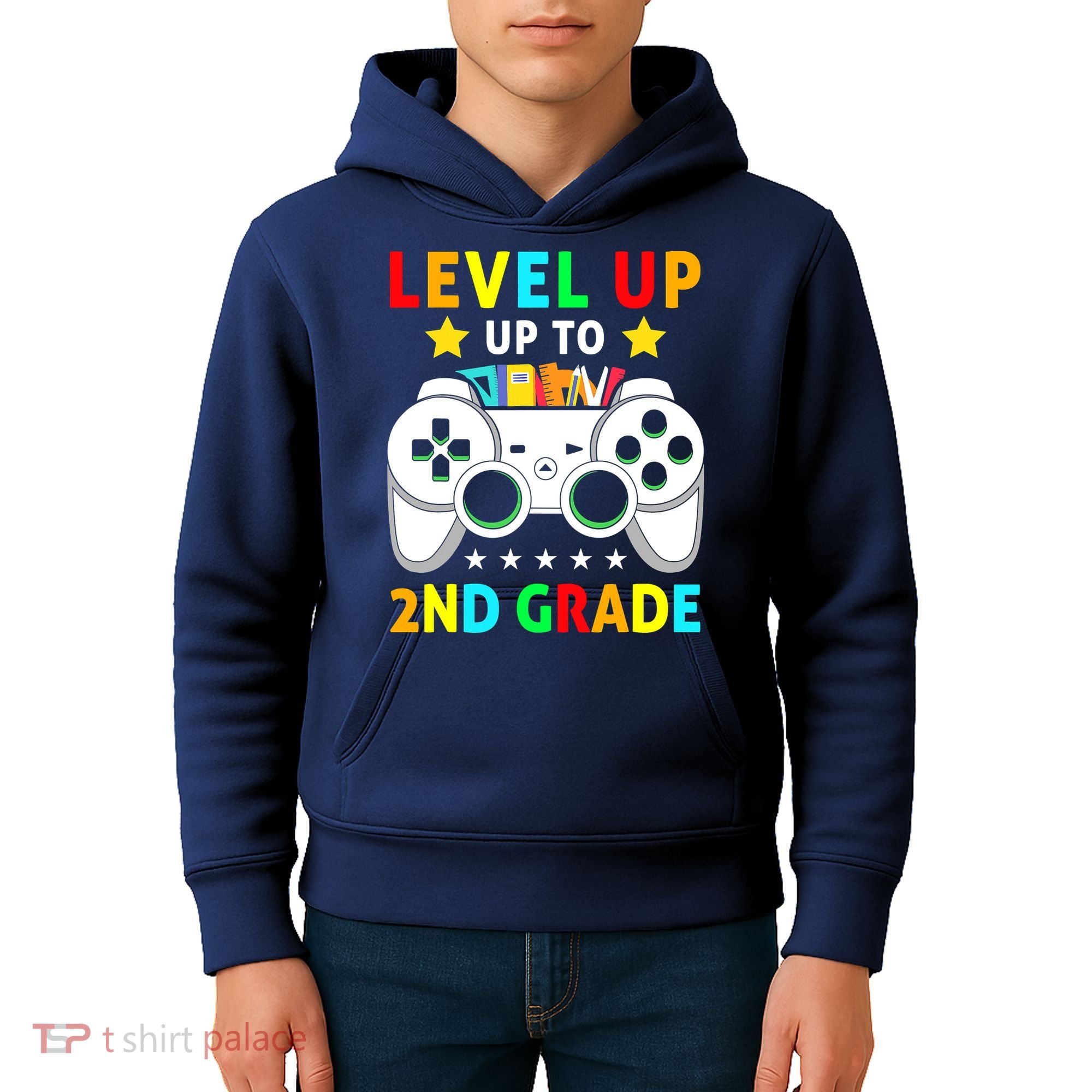 Level Up To 2nd Grade Team Second Grade Kids Hoodie
