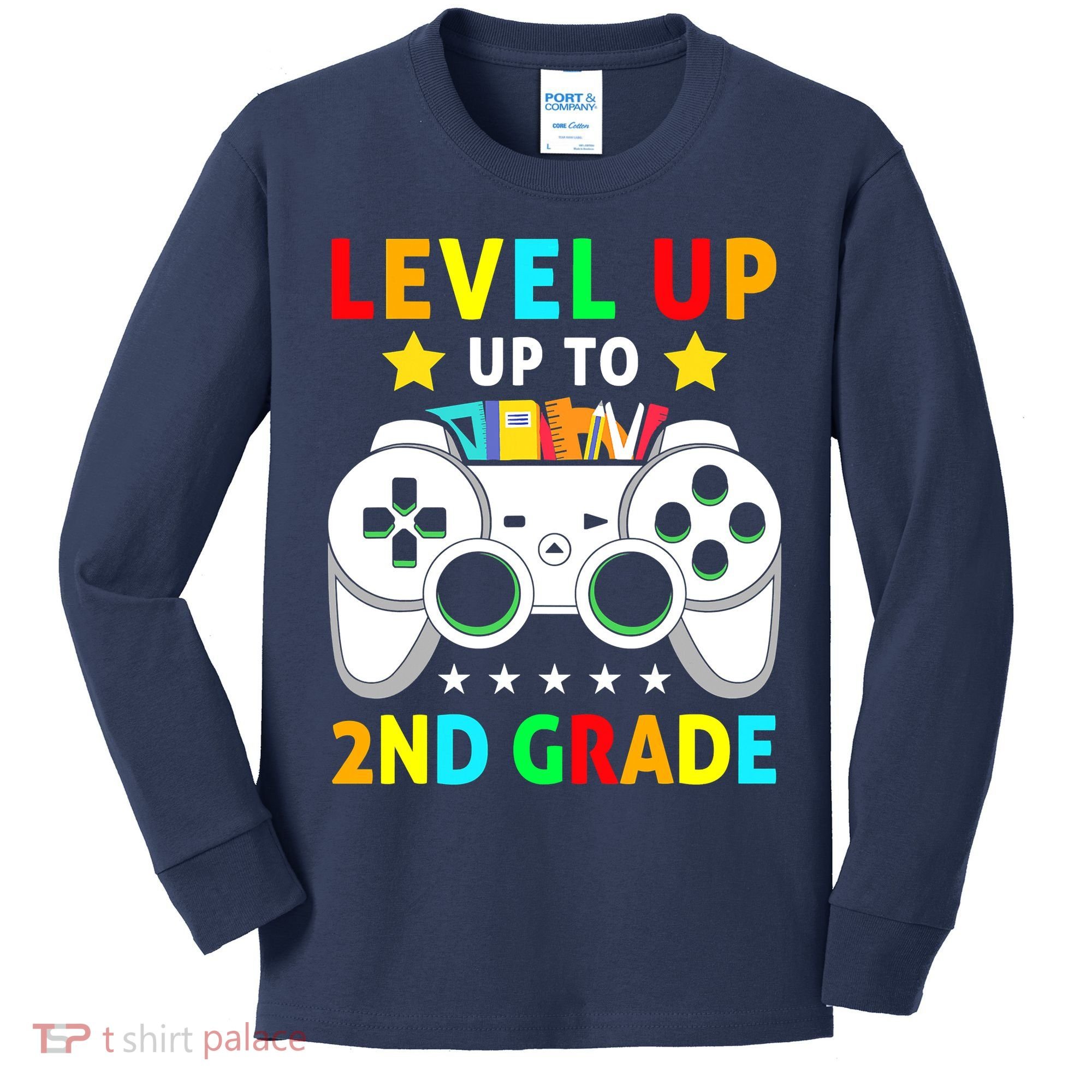 Level Up To 2nd Grade Team Second Grade Kids Long Sleeve Shirt