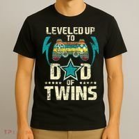 Leveled Up To Dad Of Twins Twin Dad Father Of Twins T-Shirt thumb 3