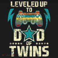 Leveled Up To Dad Of Twins Twin Dad Father Of Twins T-Shirt thumb 7