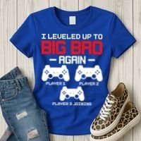 Leveled Up To Big Bro Again New Big Brother Gift Announcement Women's T-Shirt thumb 3