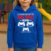Leveled Up To Big Bro Again New Big Brother Gift Announcement Kids Hoodie thumb 3