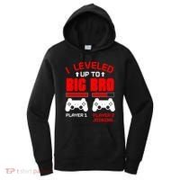Leveled Up To Big Bro New Big Brother Gamer Gift Announcement Women's Hoodie thumb 0