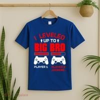 Leveled Up To Big Bro New Big Brother Gamer Gift Announcement T-Shirt thumb 2