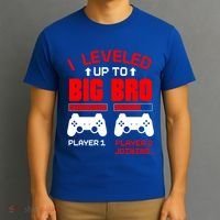 Leveled Up To Big Bro New Big Brother Gamer Gift Announcement T-Shirt thumb 3