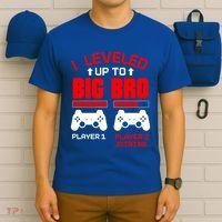 Leveled Up To Big Bro New Big Brother Gamer Gift Announcement T-Shirt thumb 6