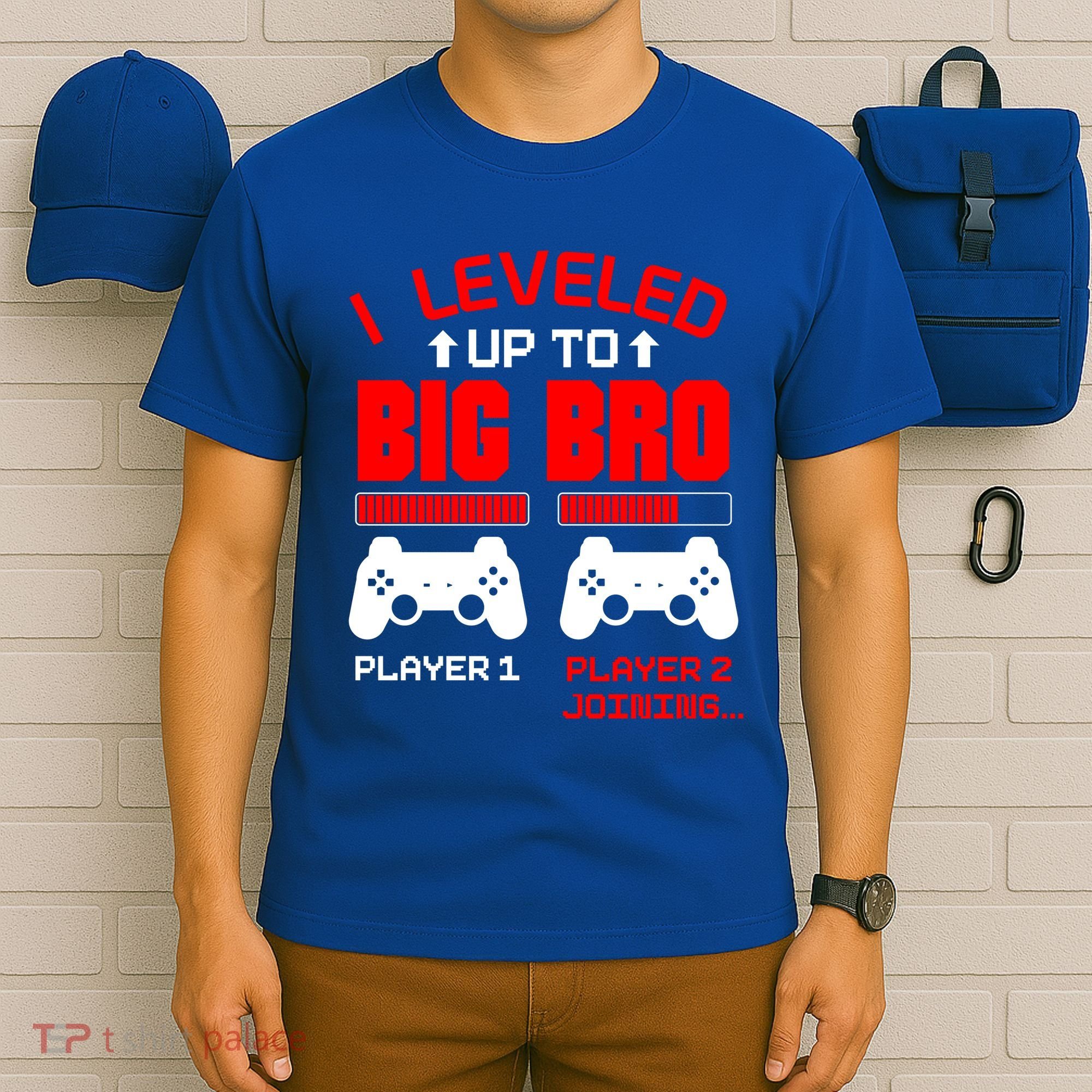 Leveled Up To Big Bro New Big Brother Gamer Gift Announcement T-Shirt