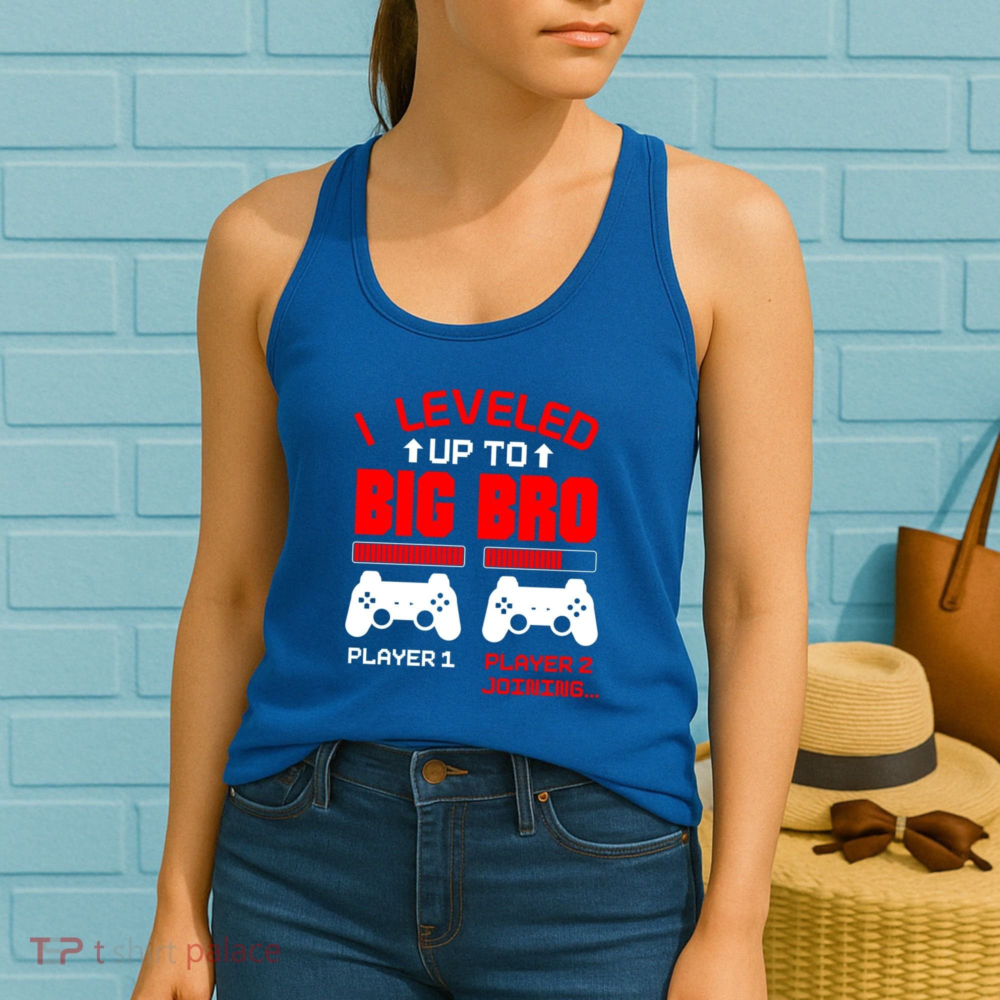 Leveled Up To Big Bro New Big Brother Gamer Gift Announcement Women's Tank Top