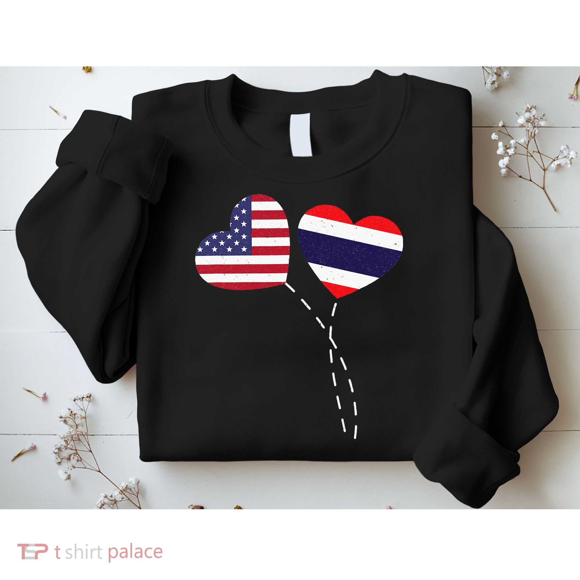 Loving USA Thailand Flag Heart Thai Americans Love Sweatshirt