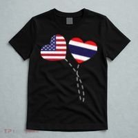 Loving USA Thailand Flag Heart Thai Americans Love T-Shirt thumb 5