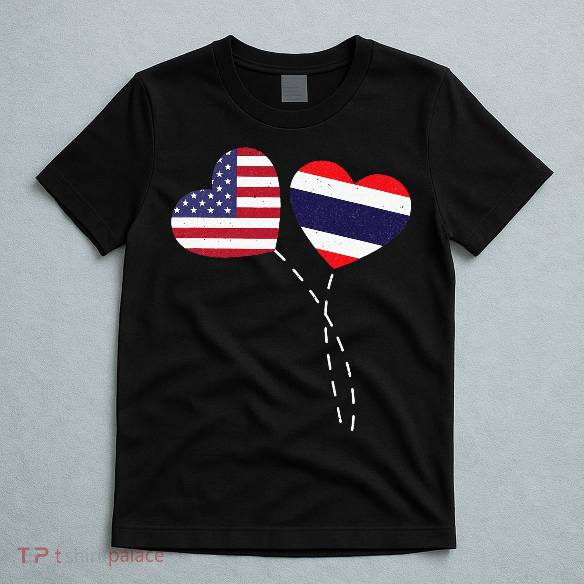 Loving USA Thailand Flag Heart Thai Americans Love T-Shirt