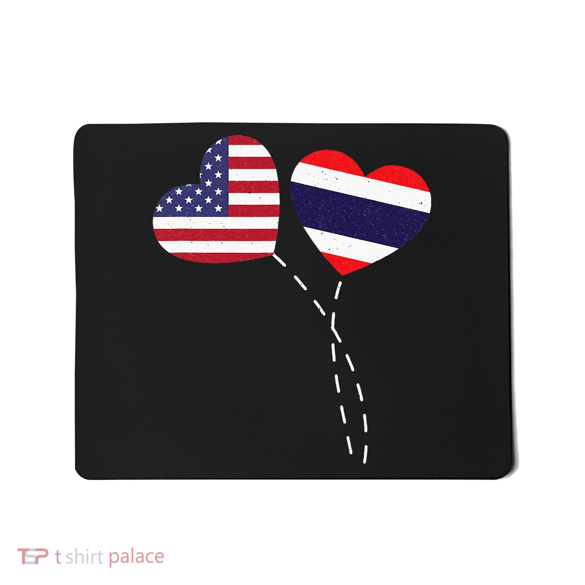 Loving USA Thailand Flag Heart Thai Americans Love Mousepad
