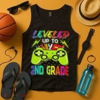 Leveled Up To 2nd Grade Gamer Back To School First Day Tank Top thumb 4