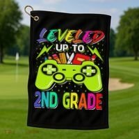 Leveled Up To 2nd Grade Gamer Back To School First Day Golf Towel thumb 1