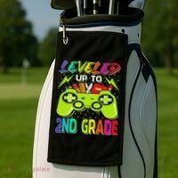 Leveled Up To 2nd Grade Gamer Back To School First Day Golf Towel thumb 2