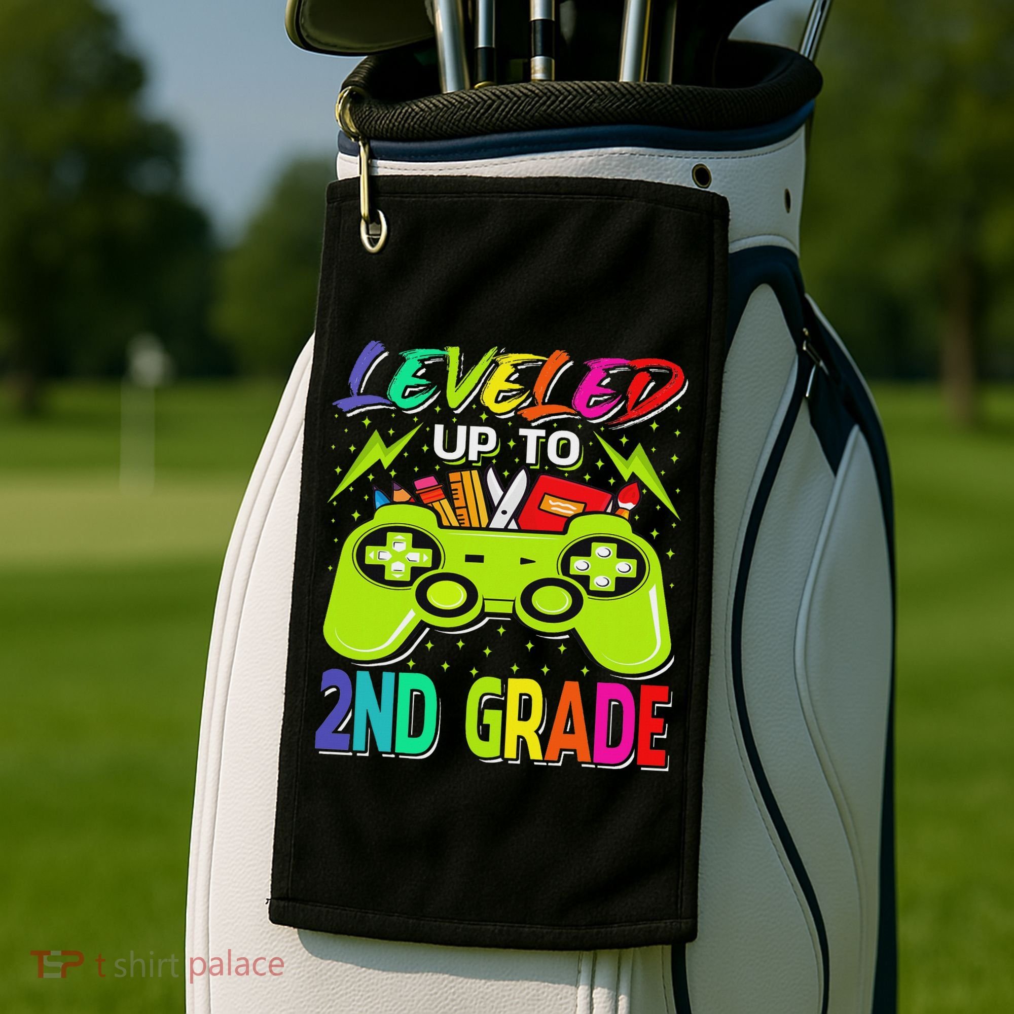Leveled Up To 2nd Grade Gamer Back To School First Day Golf Towel