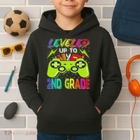 Leveled Up To 2nd Grade Gamer Back To School First Day Kids Hoodie thumb 2