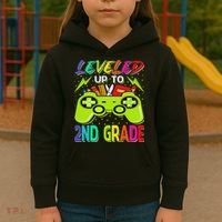 Leveled Up To 2nd Grade Gamer Back To School First Day Kids Hoodie thumb 3