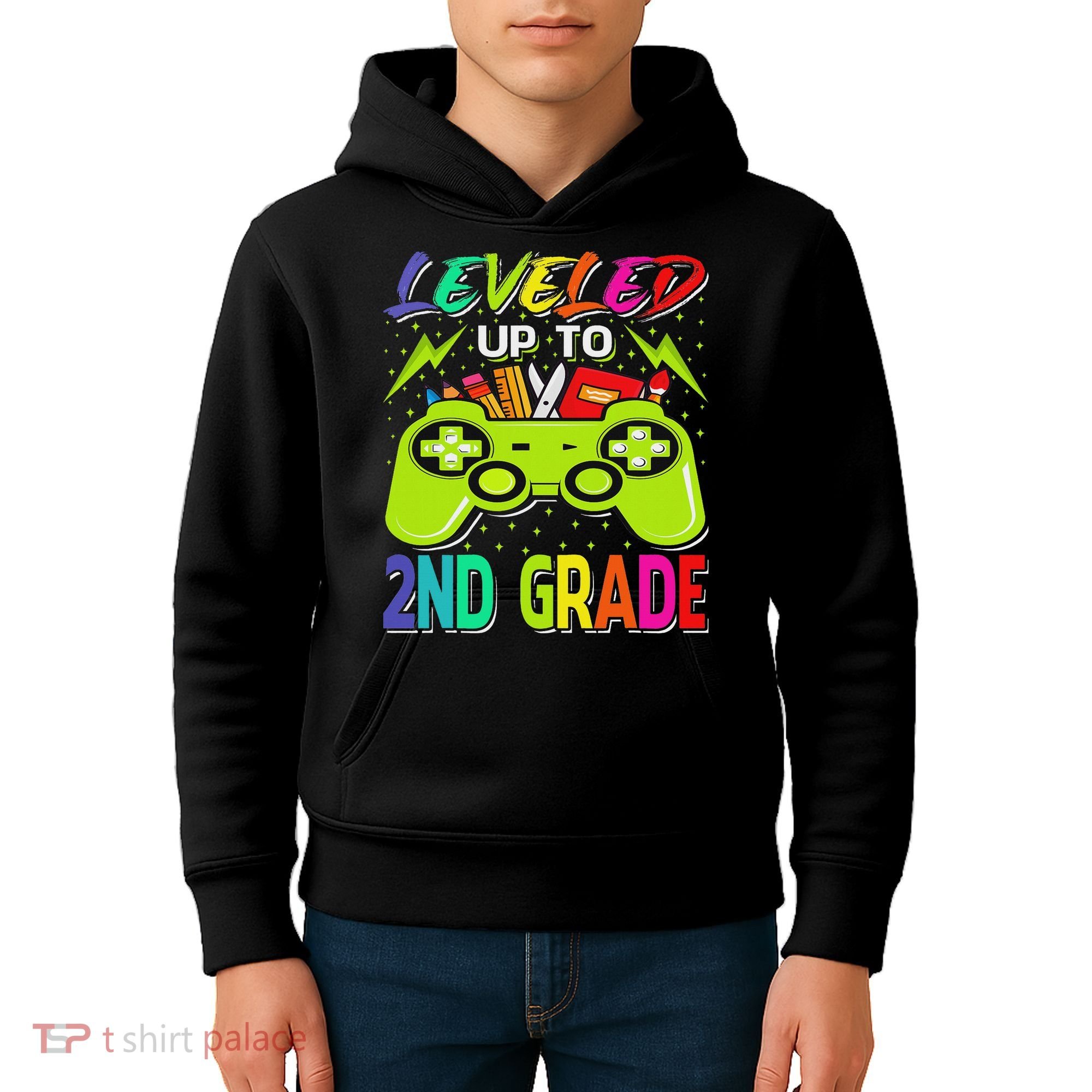 Leveled Up To 2nd Grade Gamer Back To School First Day Kids Hoodie